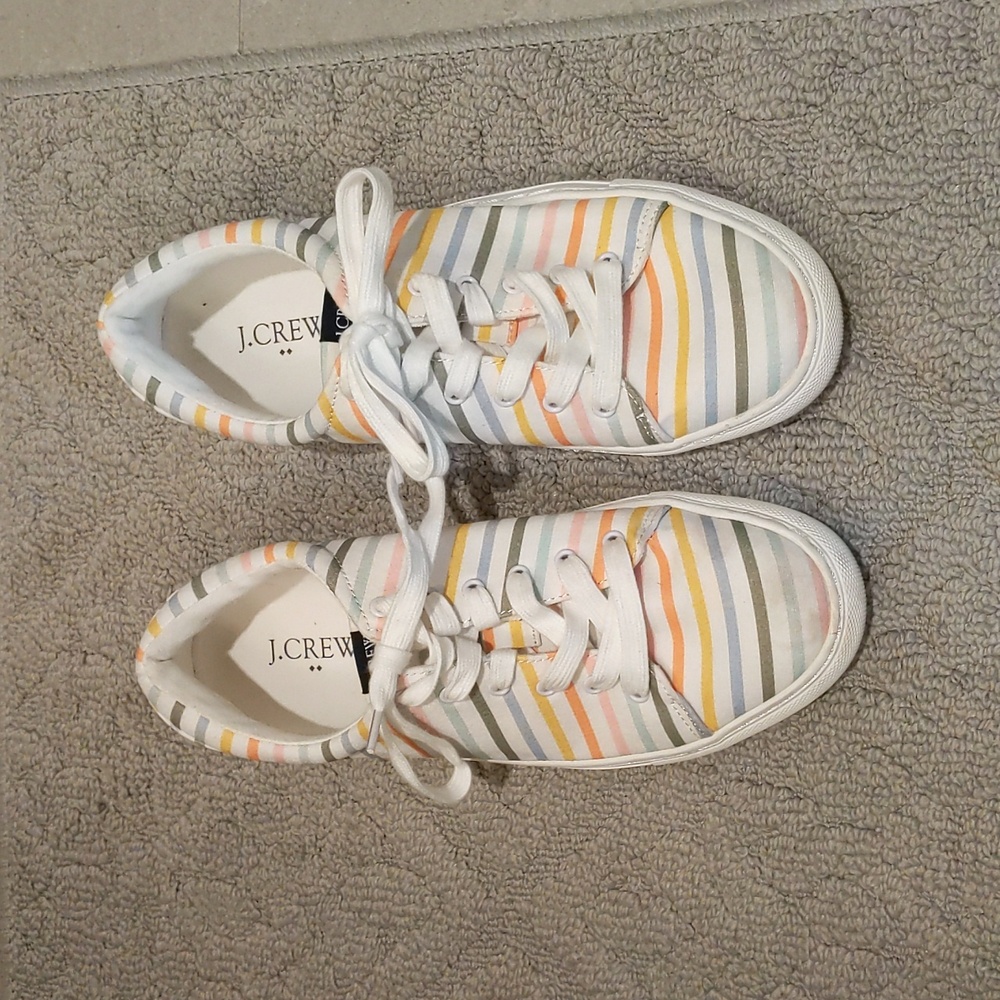 J. Crew Rainbow Striped Sneakers size 8